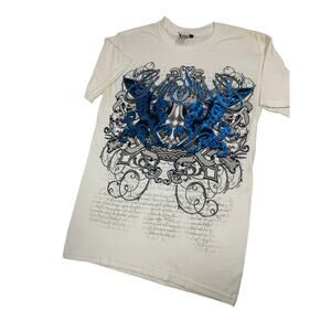 GWP Sport Griffin t-shirt Small White and blue men 29" length